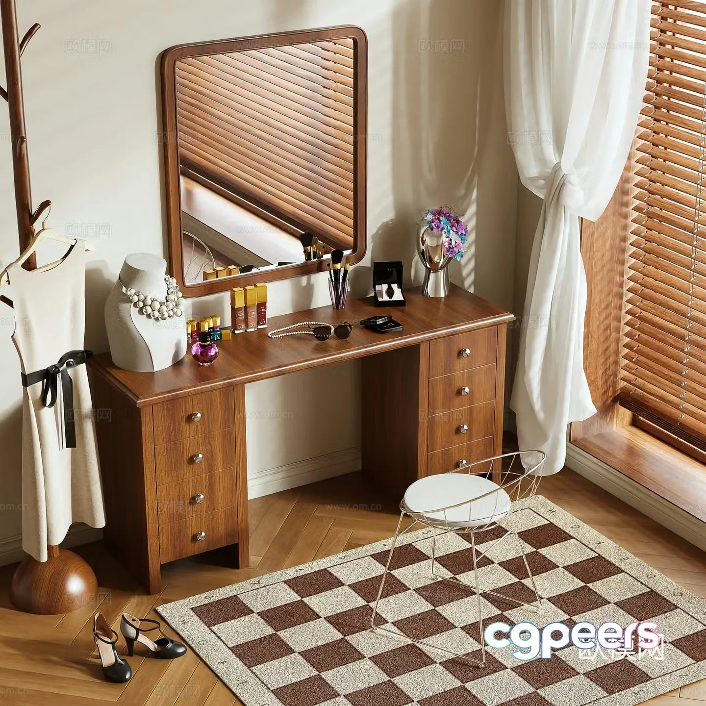 Medium style dressing table 3D model