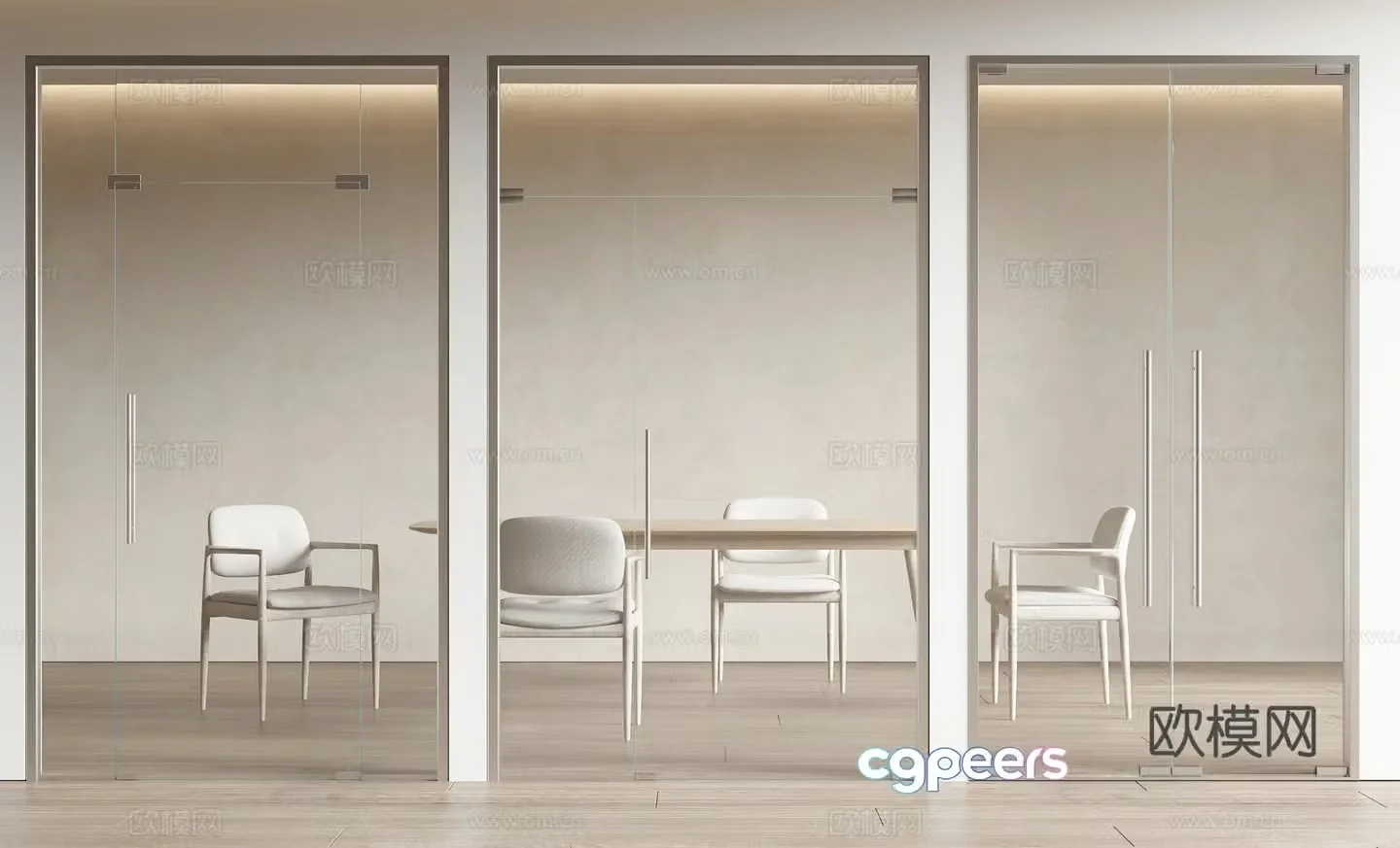 Office door high partition glass partition 3d model