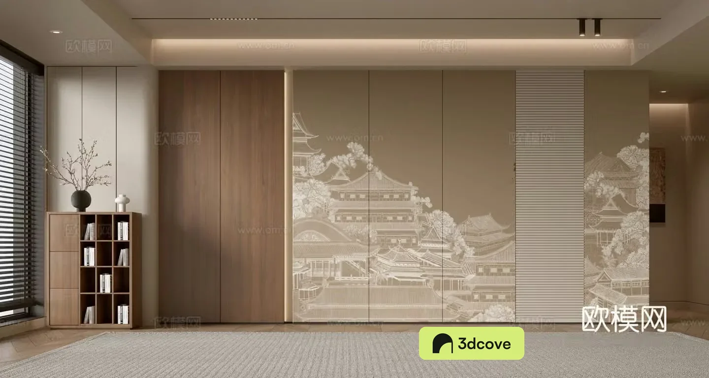 Middle-aged sofa background wall 3d model
