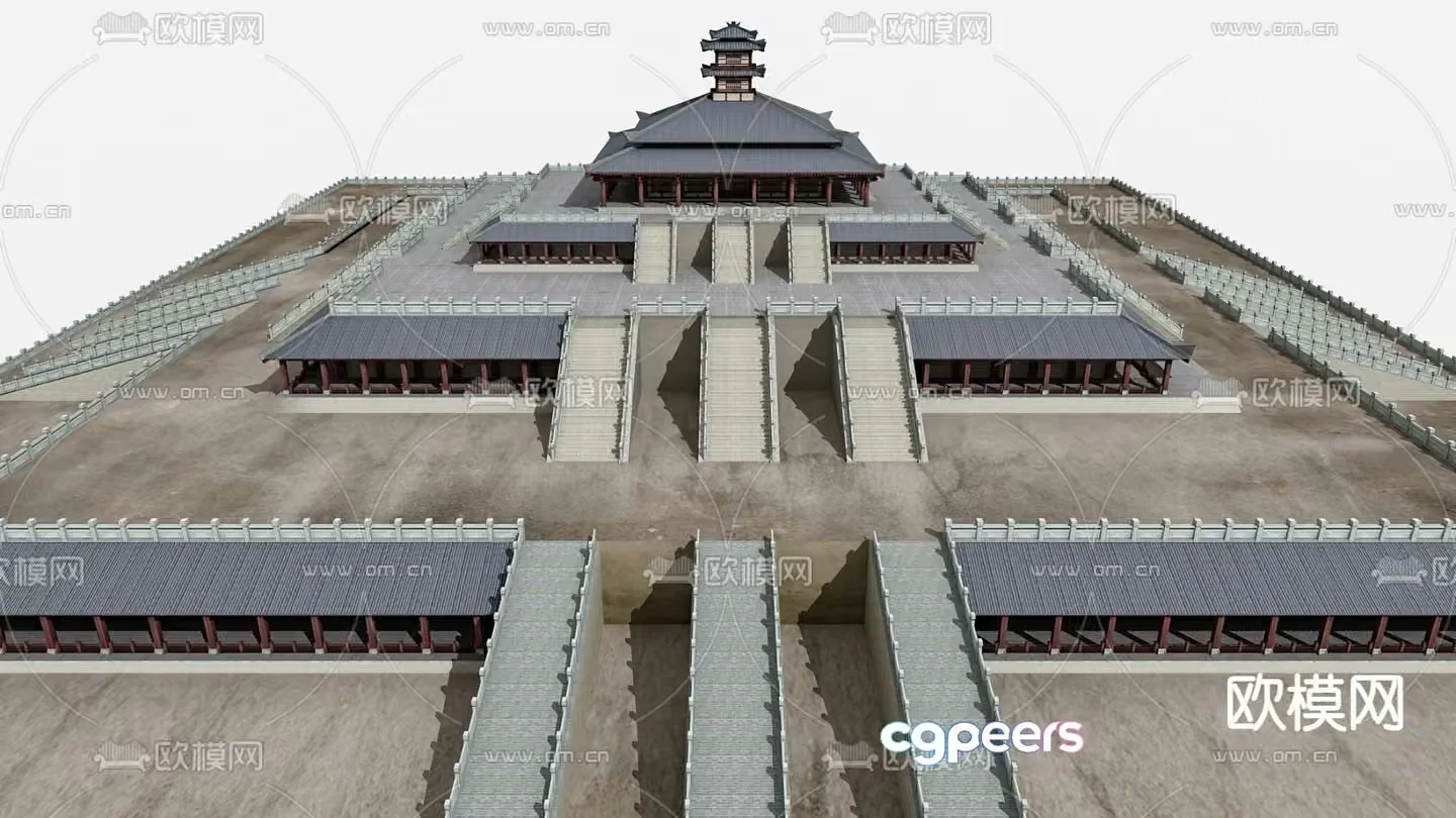 Ancient Chinese Building 3D Model – 1885 – VRAY Render