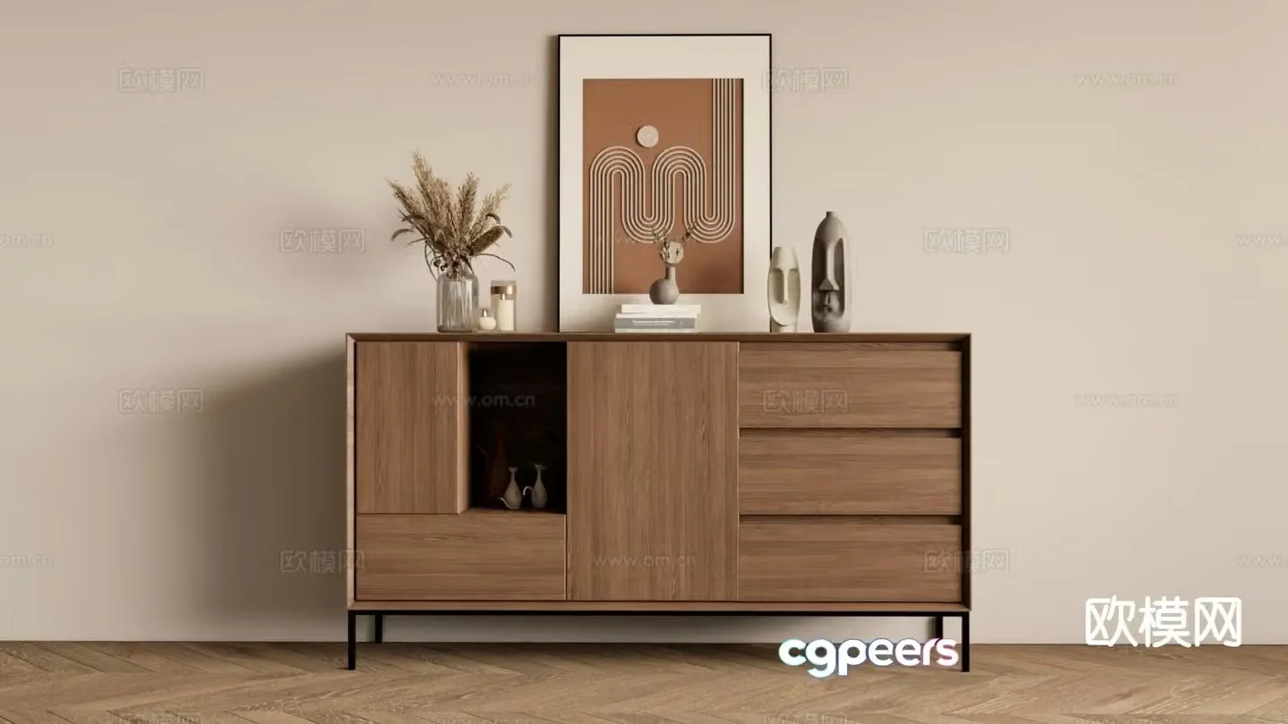 Wabi-sabi style sideboard 3d model