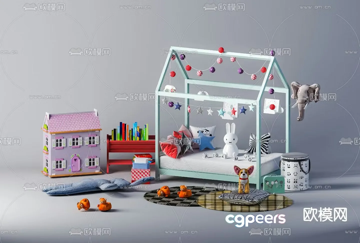 Modern children’s bed 3d model