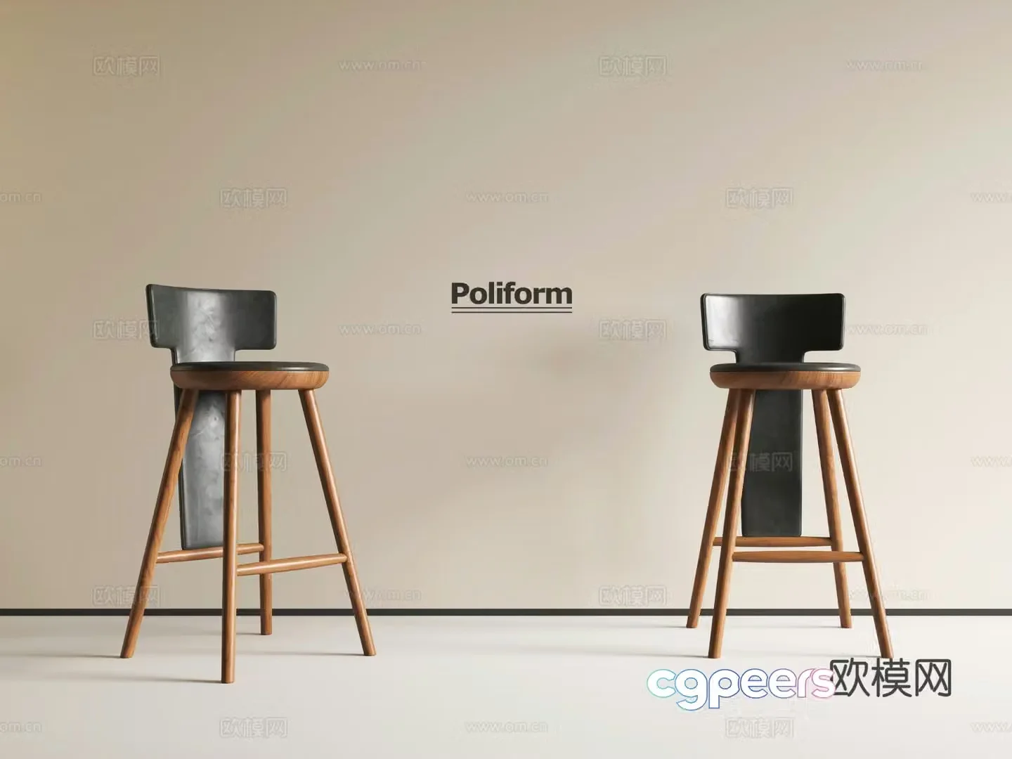 Medieval style bar chair bar stool high stool 3D model