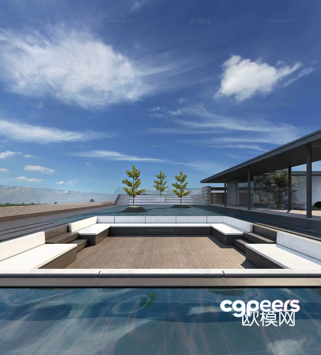 Sky courtyard roof garden 3d model