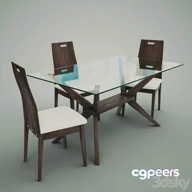 3ds Max Free – Magna 5-Piece Dining Set with Haline Chairs
