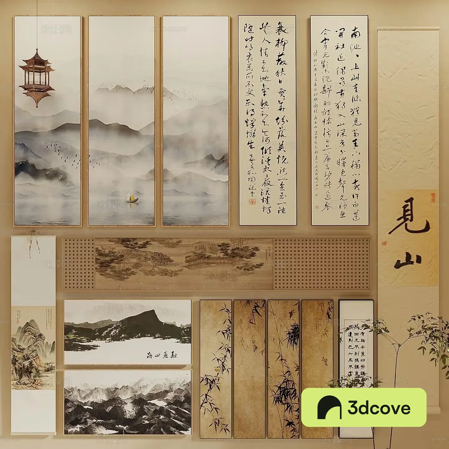 Song style new stroke hanging paintings landscape paintings ink paintings calligraphy and paintings