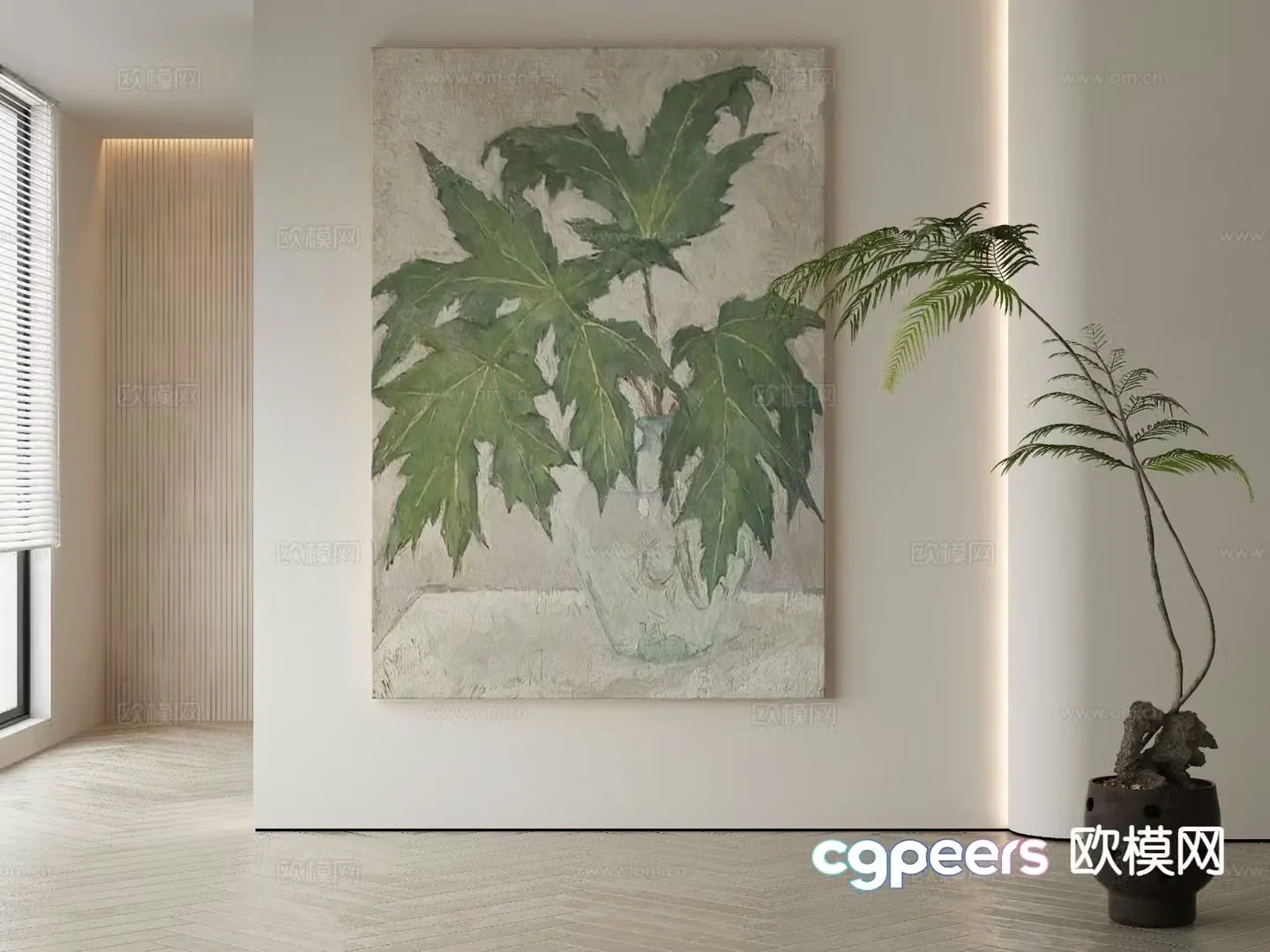Wabi-sabi painting texture painting decorative painting hanging painting 3D model