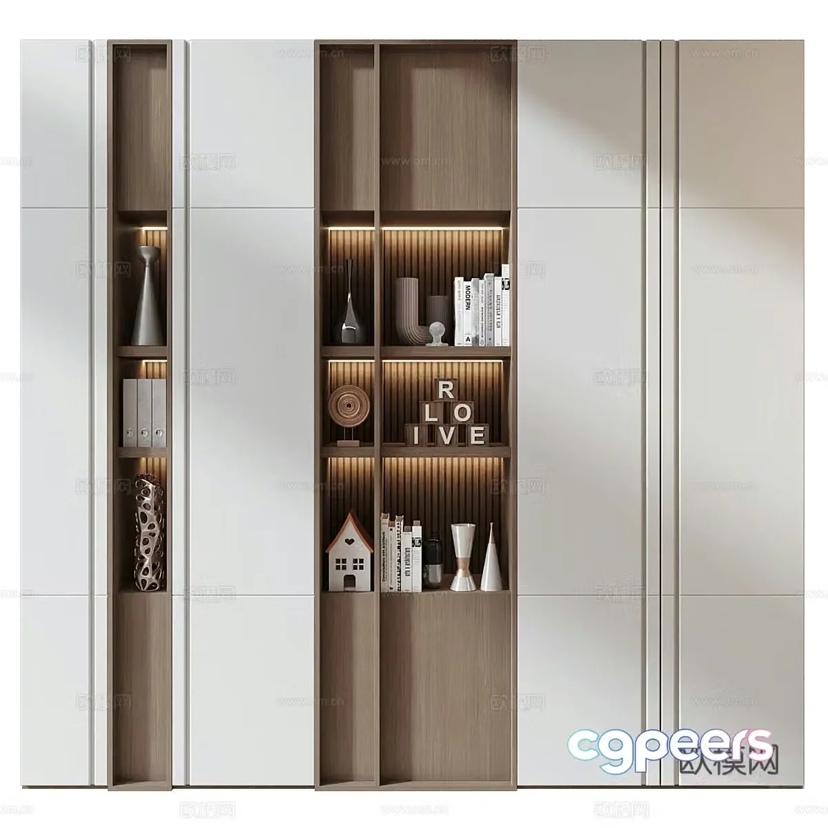 New Chinese style bookcase full wall cabinet 3D model