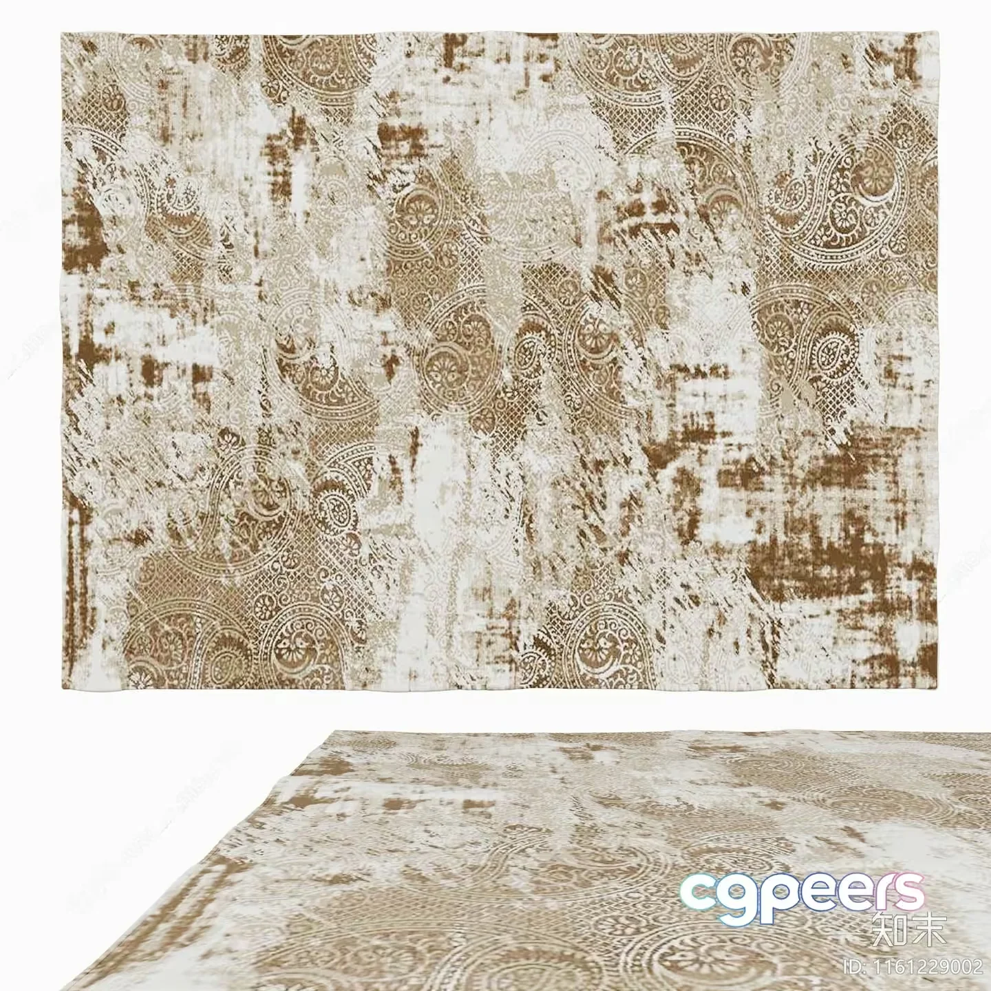 A Beige And Gold Rug 3D Model – 23646 – CORONA Render