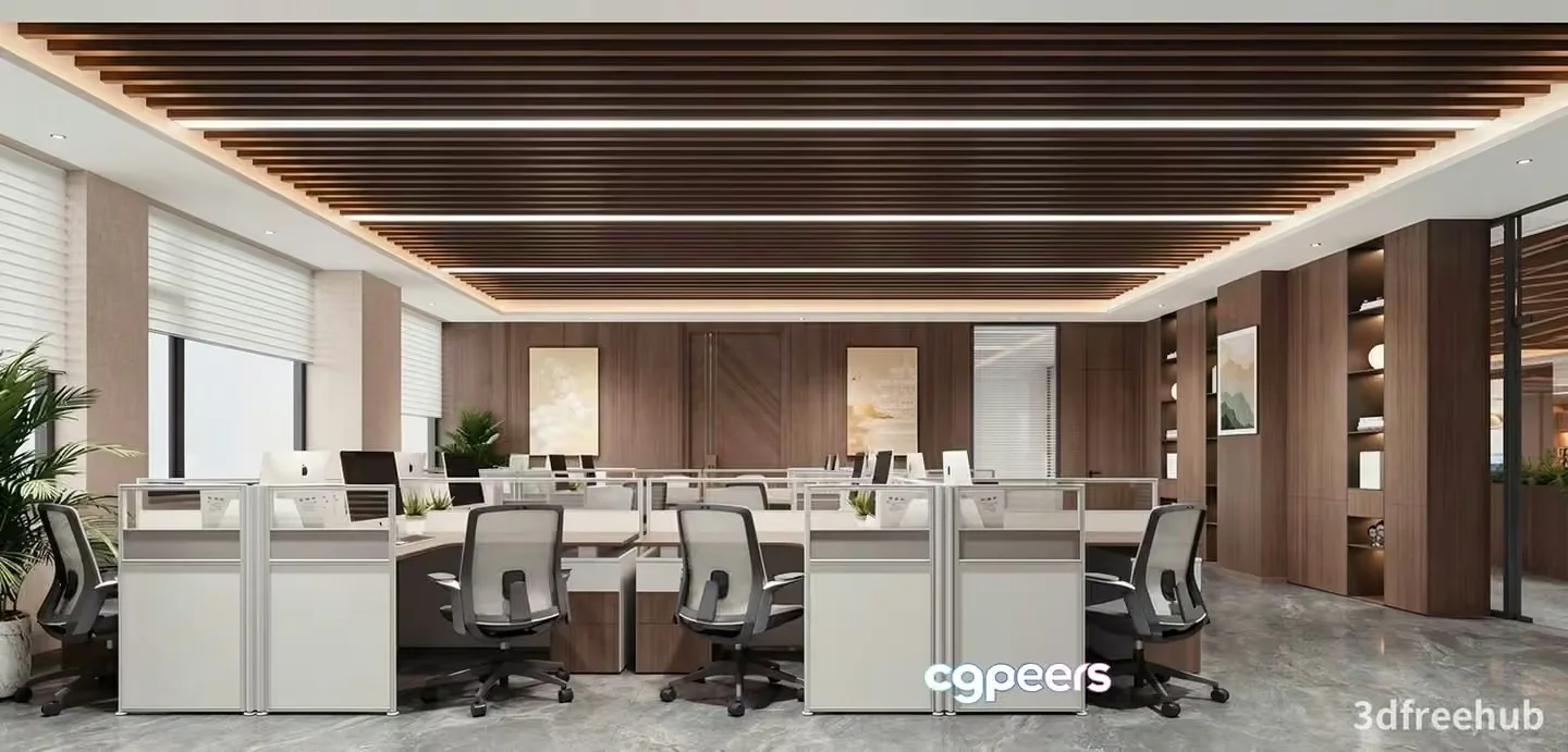 Modern Office Space 3D Model – 20130 – VRAY Render