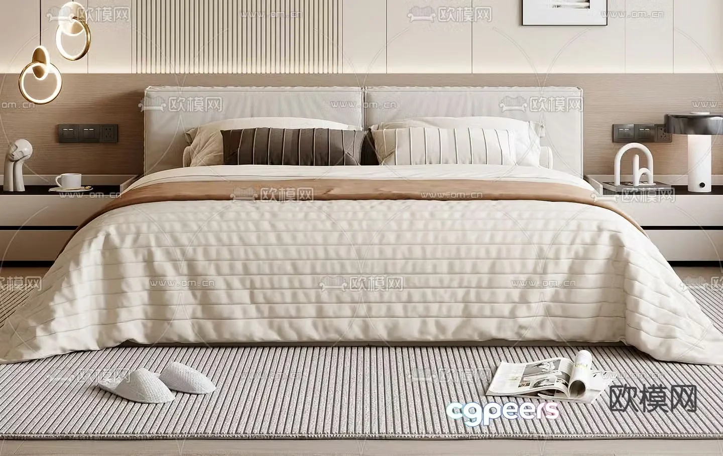 Modern double bed 3d model