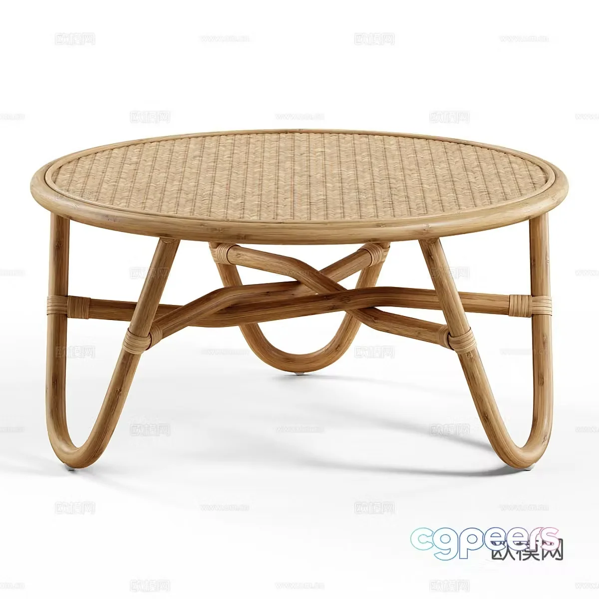Log bamboo coffee table 3D model