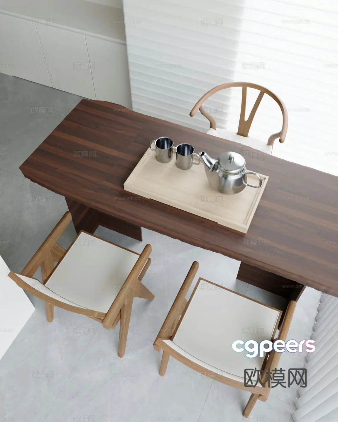 Tea table and chair 3d model