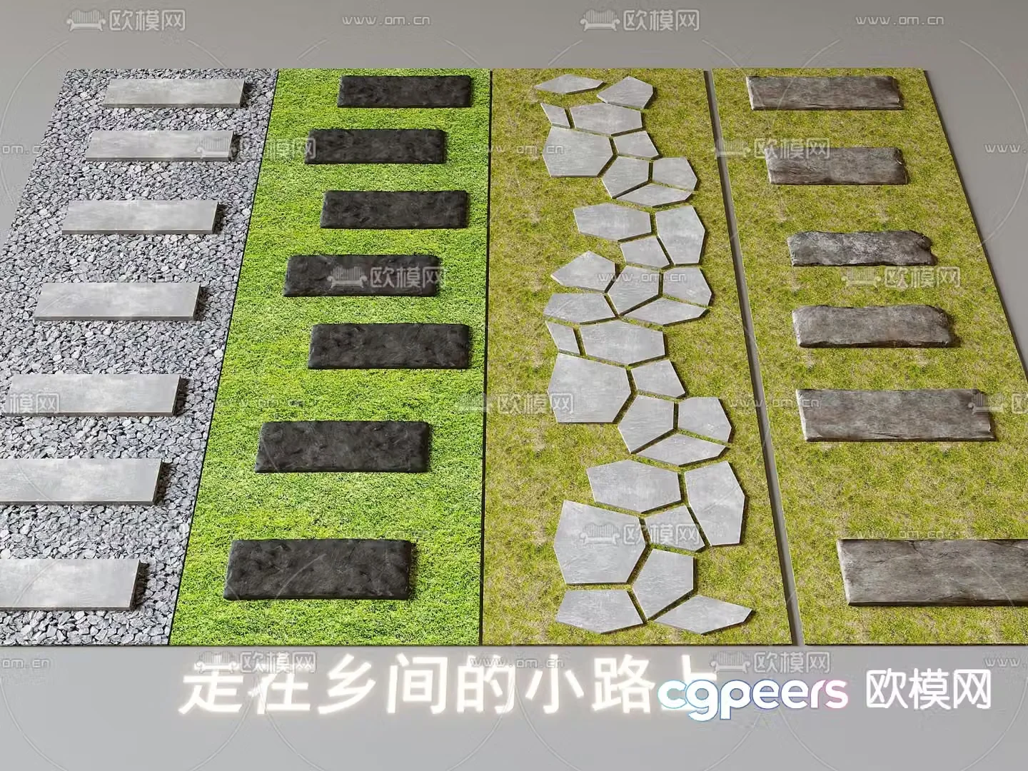Stone steps bluestone slab blue brick steps 3d model