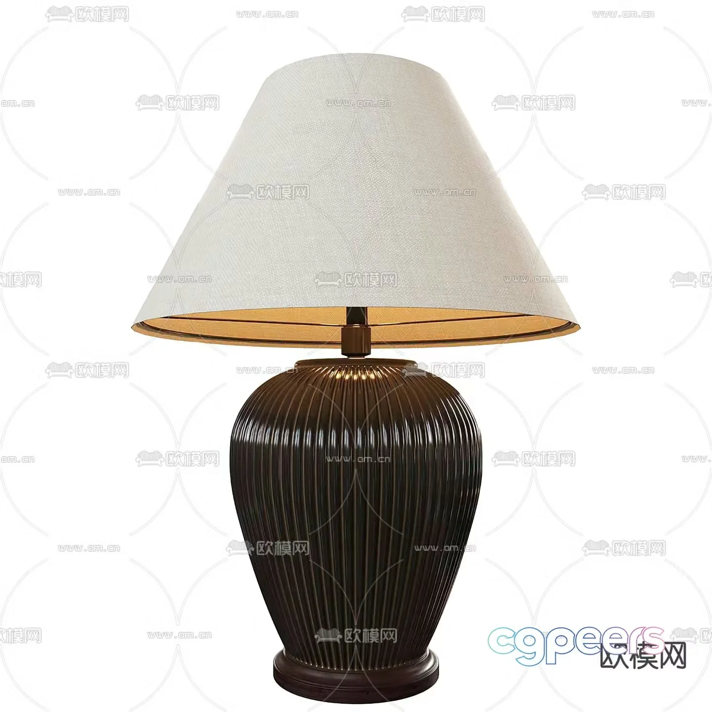 Middle-aged table lamp pottery pot table lamp 3D model