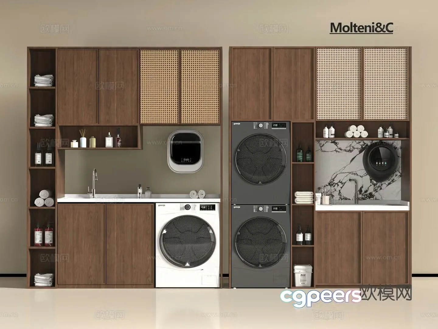 Middle-aged style washing cabinet 3D model