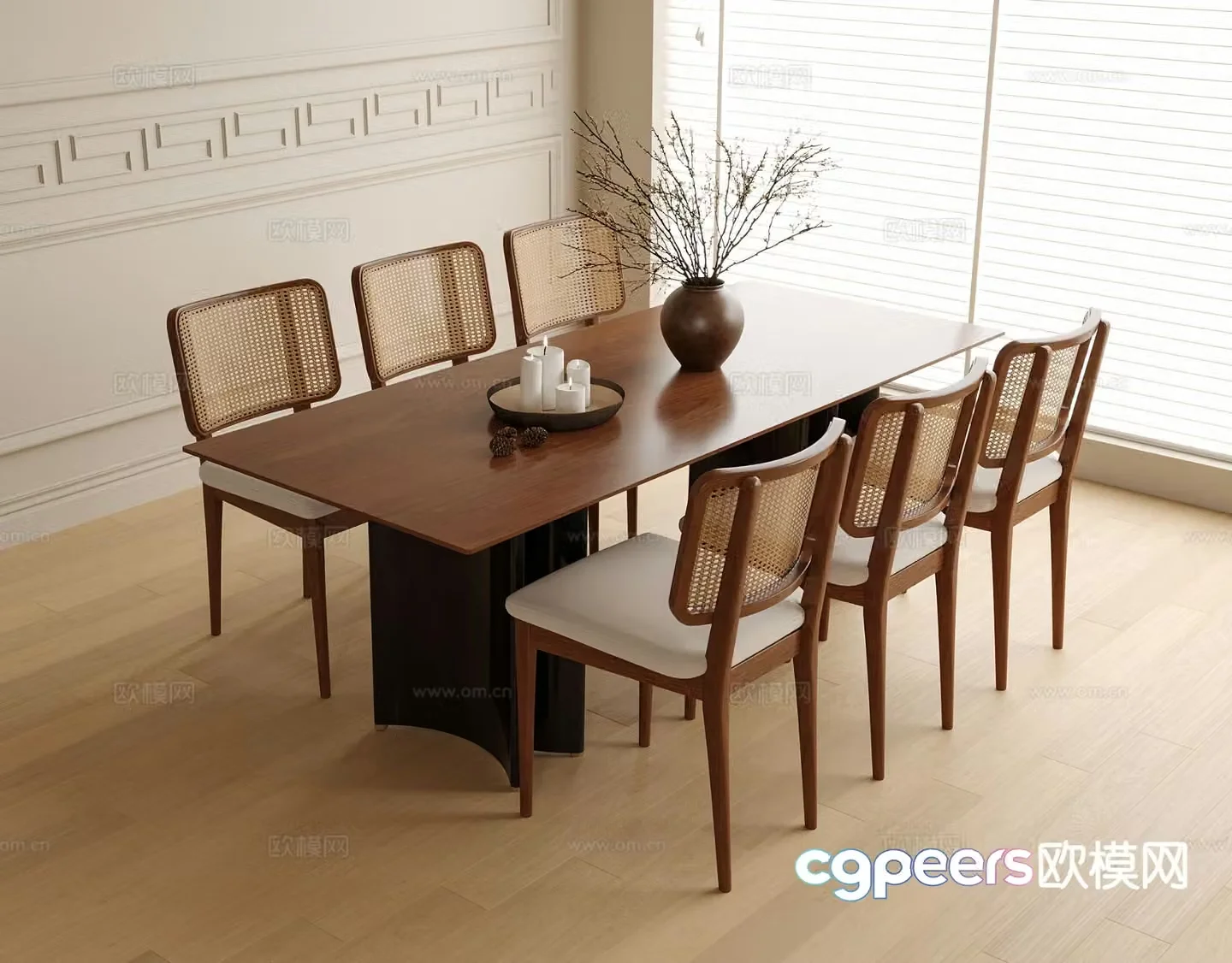 Medieval style dining table and chairs bar dining table 3D model
