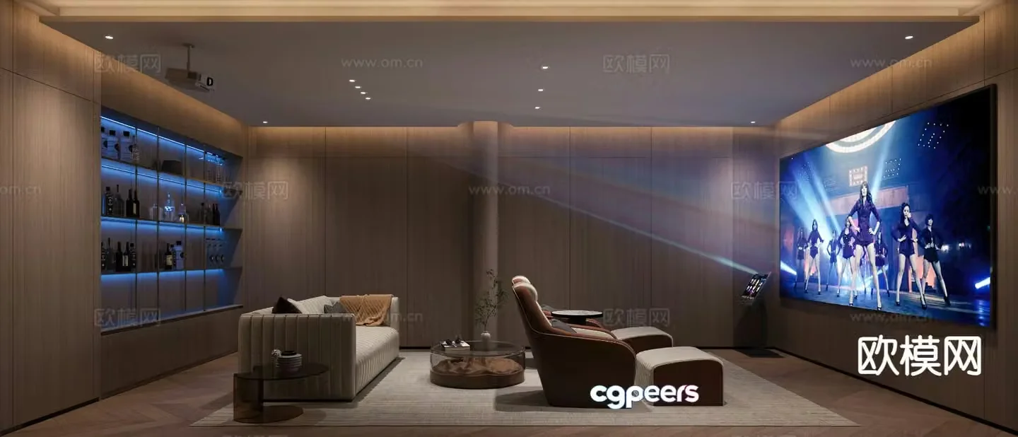 Modern audio-visual room home audio 3d model