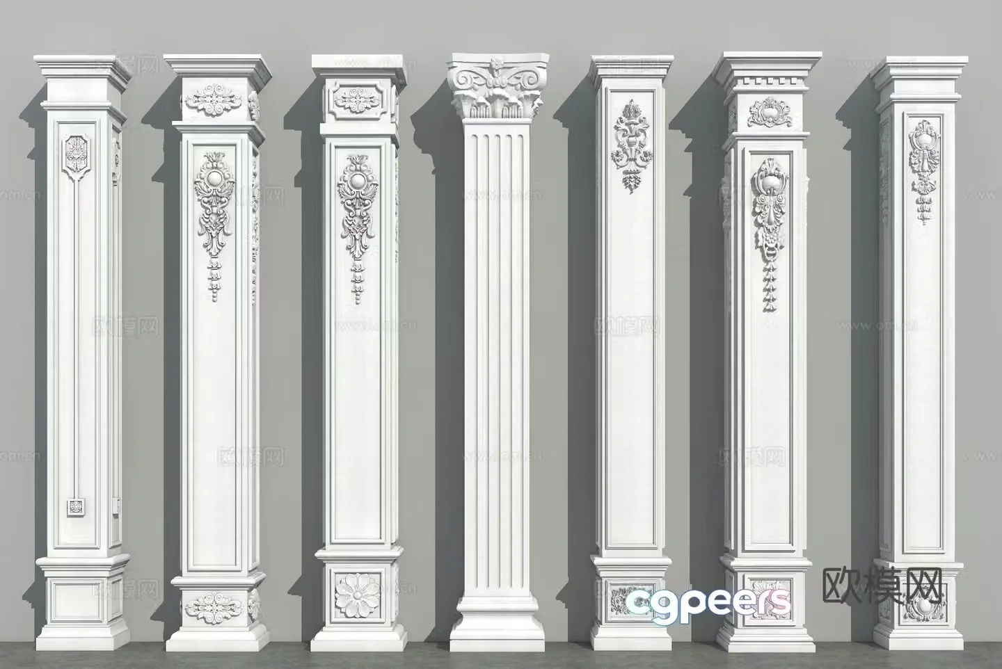 European columns corner columns side columns hall columns 3D model