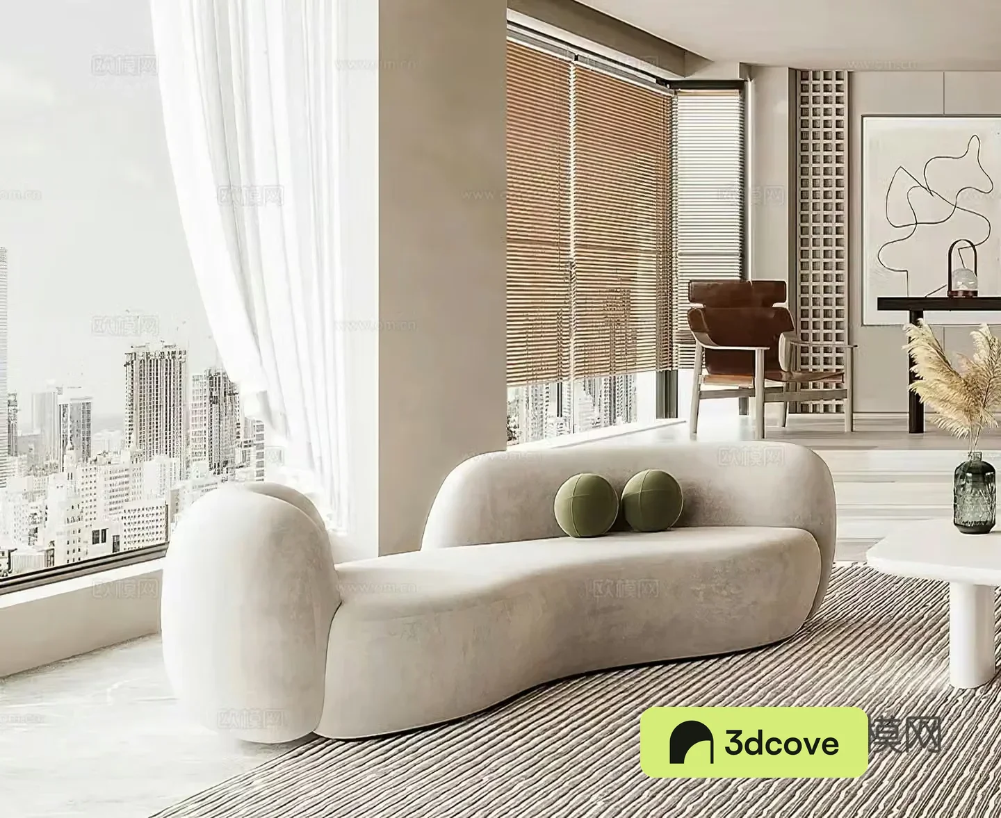 Modern casual sofa cream style sofa leisure chair wasabi simple combination sofa 3d model