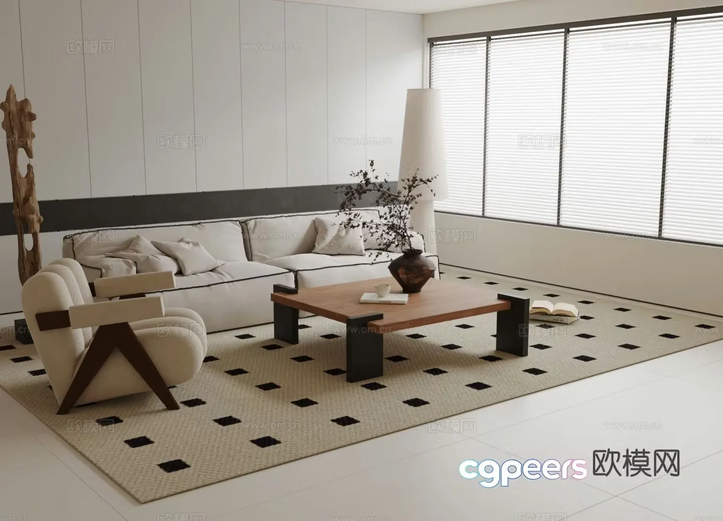 Cream style upholstered sofa modular sofa 3d model