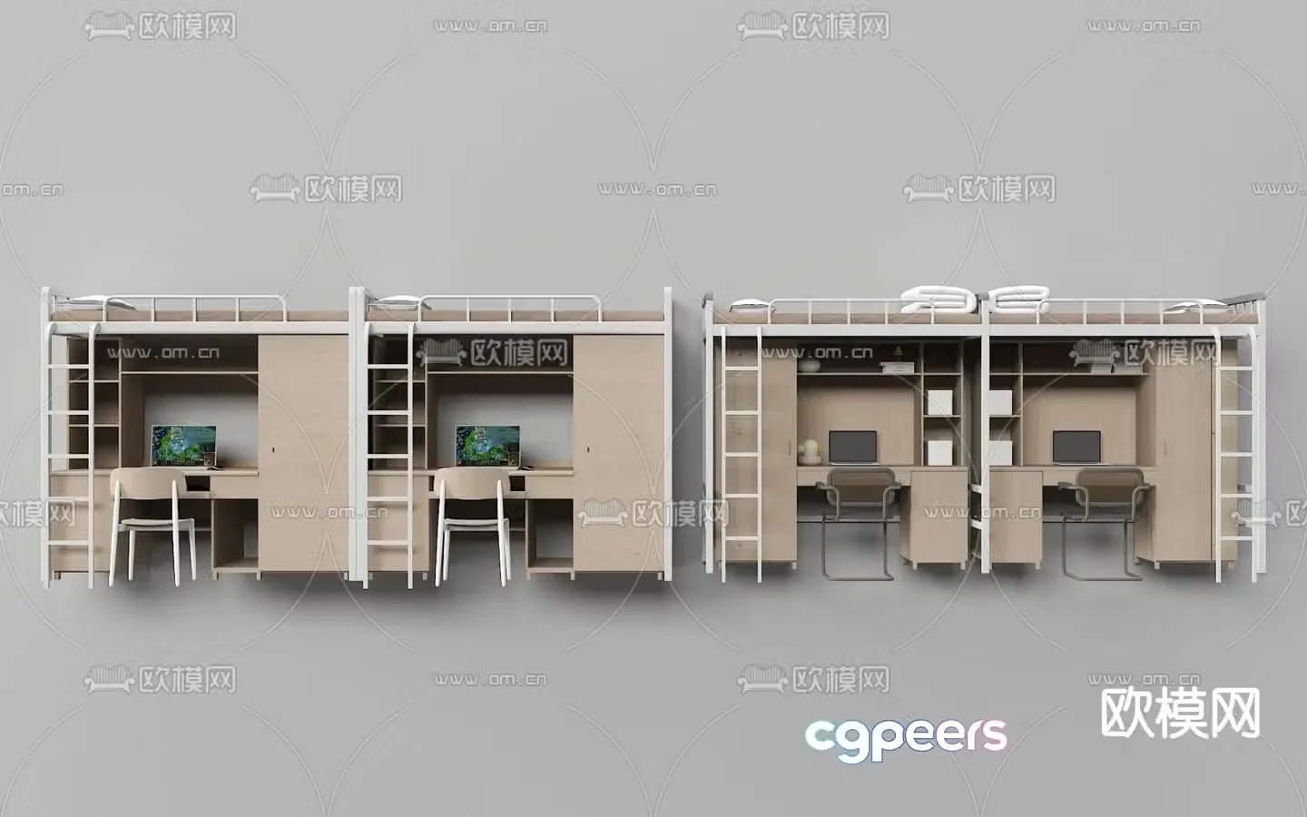 Dormitory bed bunk bed bunk bed 3d model