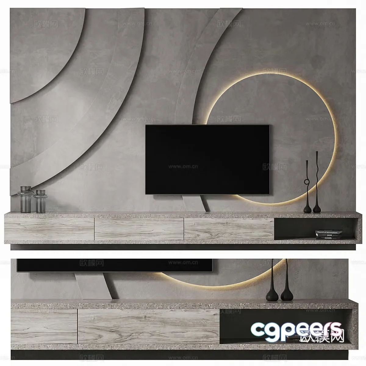 Modern Italian TV background wall 3d model