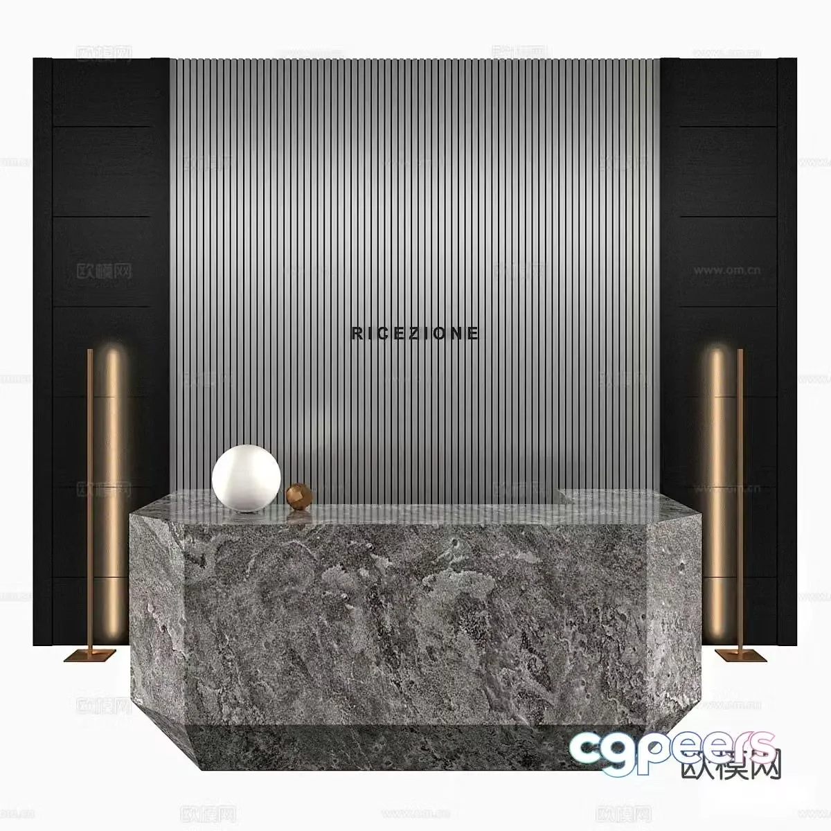 Front desk service desk 3d model