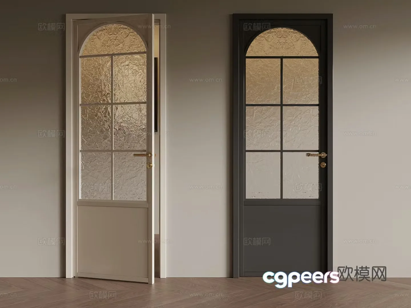 French single-opening glass door 3D model