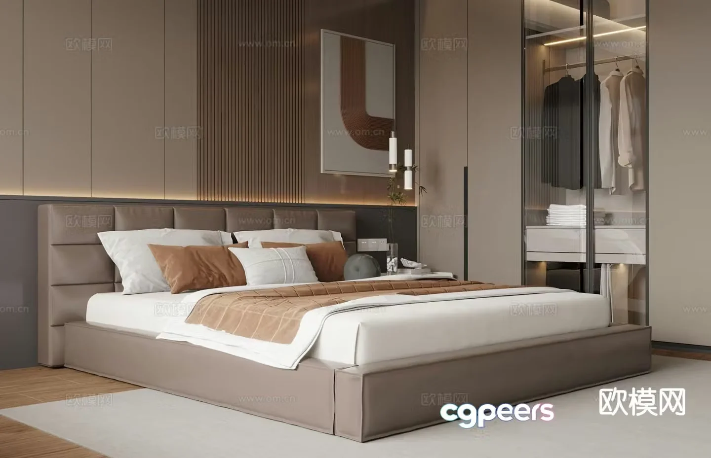 Italian double bed 3d model