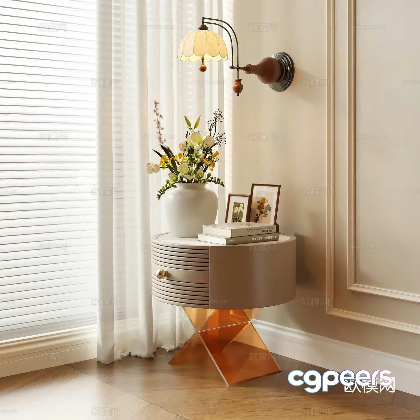 Modern bedside table Storage cabinet Bedside storage cabinet Round bedside table Storage cabinet Jewelry cabinet 3D model