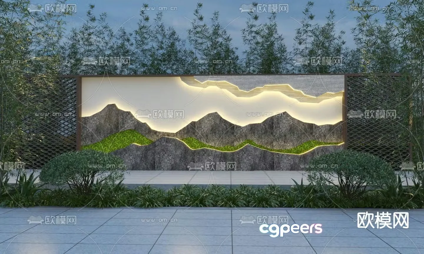 New Chinese style gardening wall 3D model