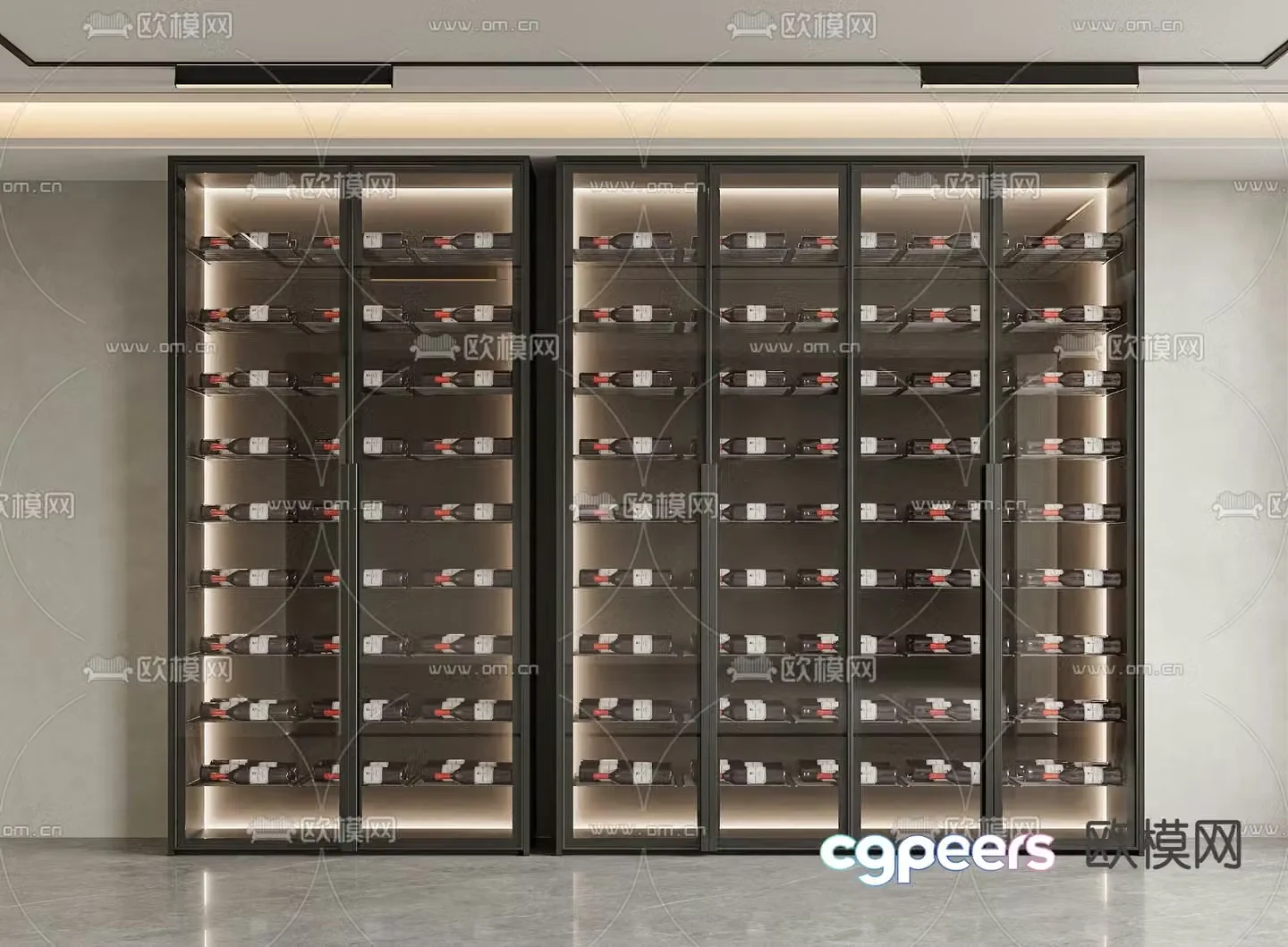 Modern wine cabinet glass wine cabinet 3d model