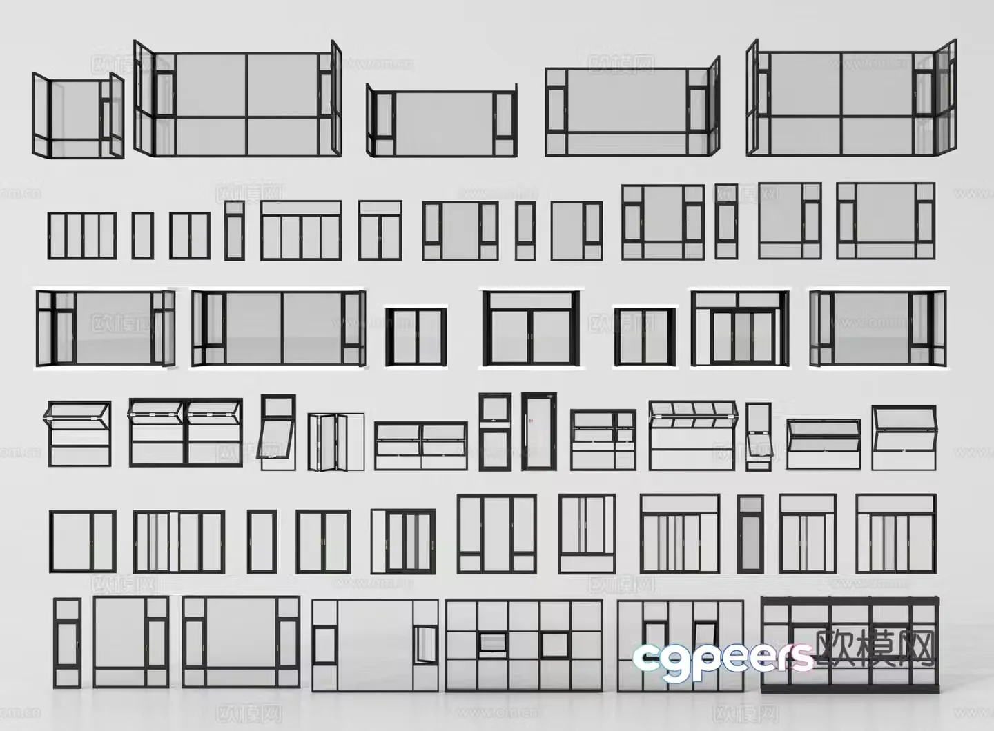Modern casement windows bay windows floor-to-ceiling windows balcony windows folding windows sliding windows 3D model