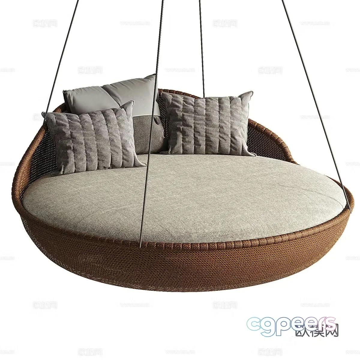 New Chinese-style rattan hanging chair swing chair hammock 3D model