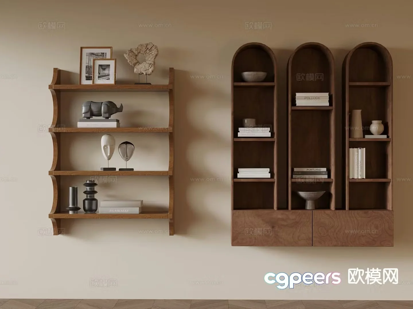 Middle-aged bookshelf shelf 3D model