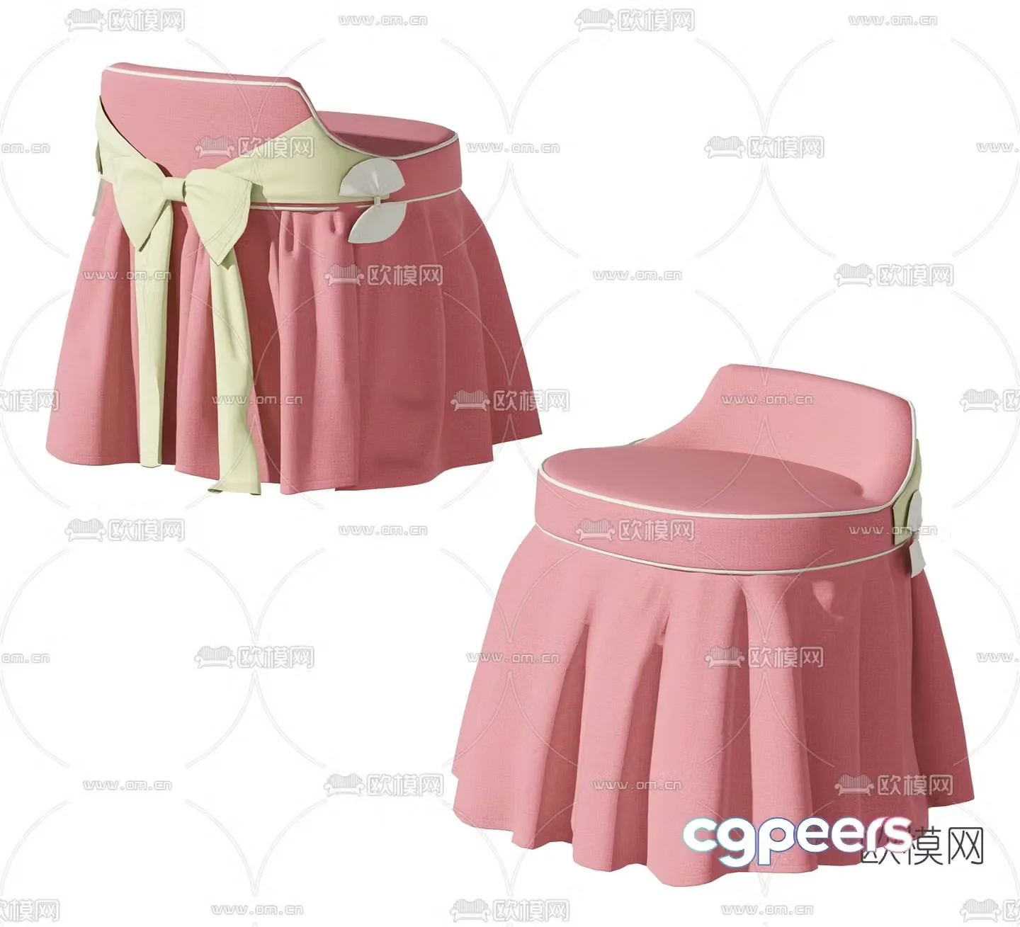 Modern fabric children’s stool 3d model