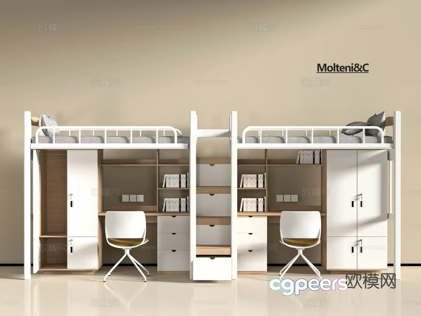 Modern dormitory bed 3d model
