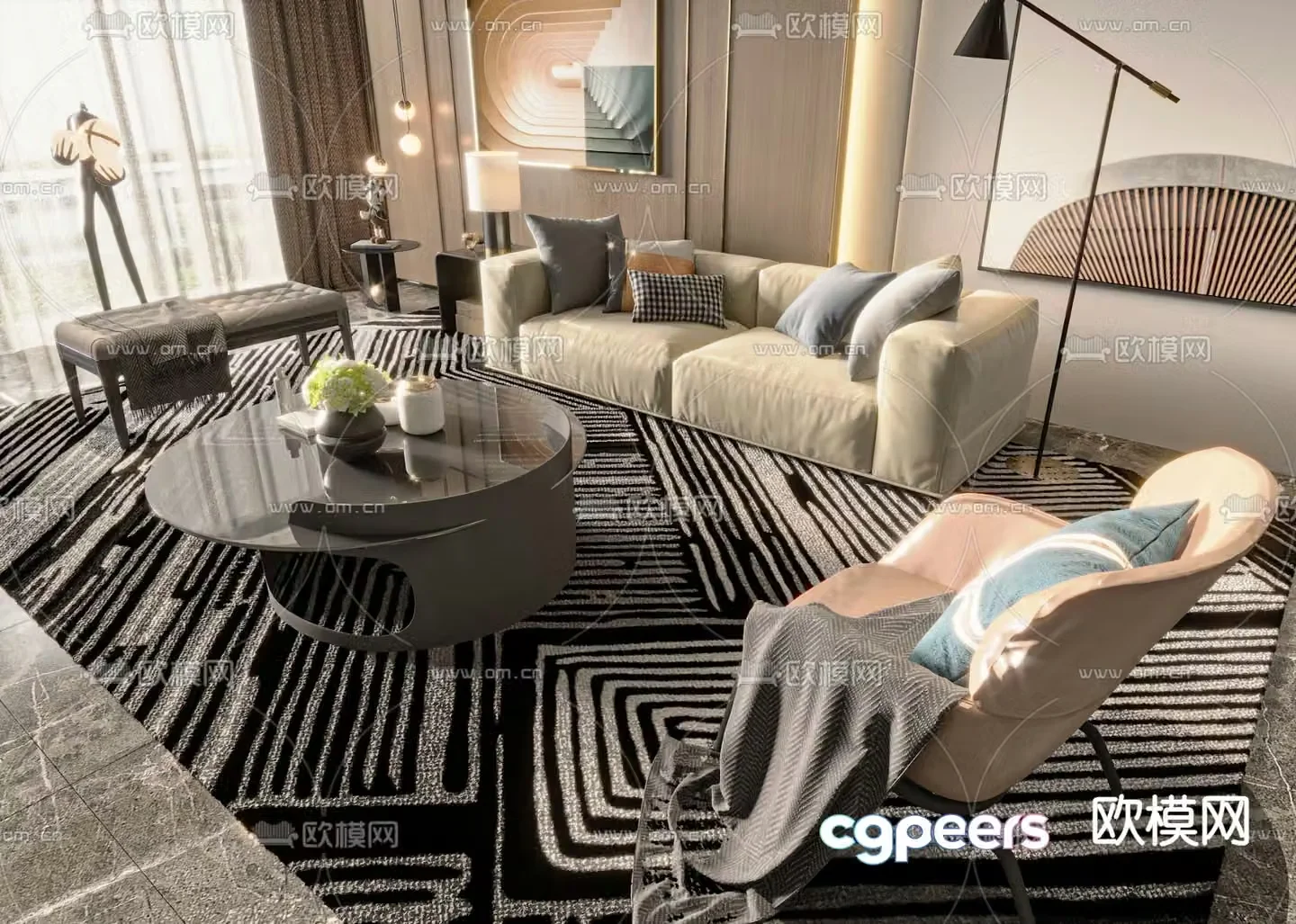 Modern combination sofa 3d model