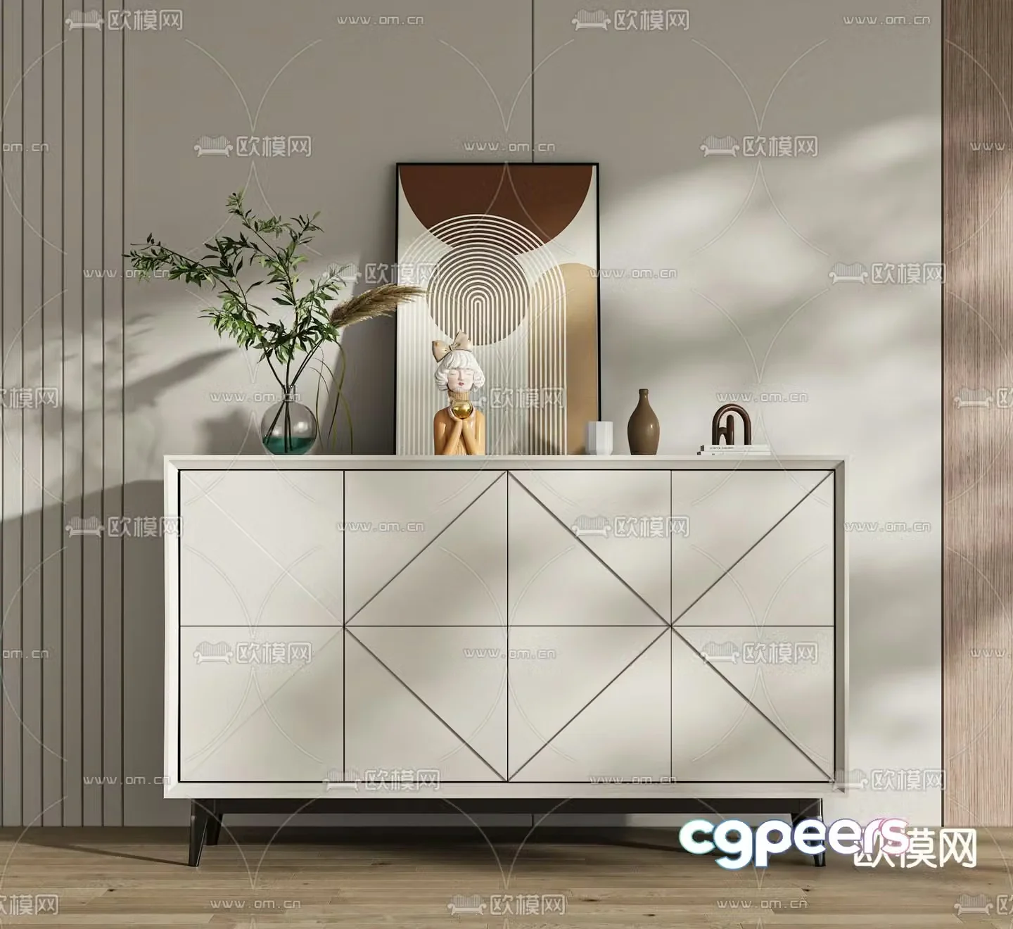 Modern end view cabinet entrance cabinet 3d model