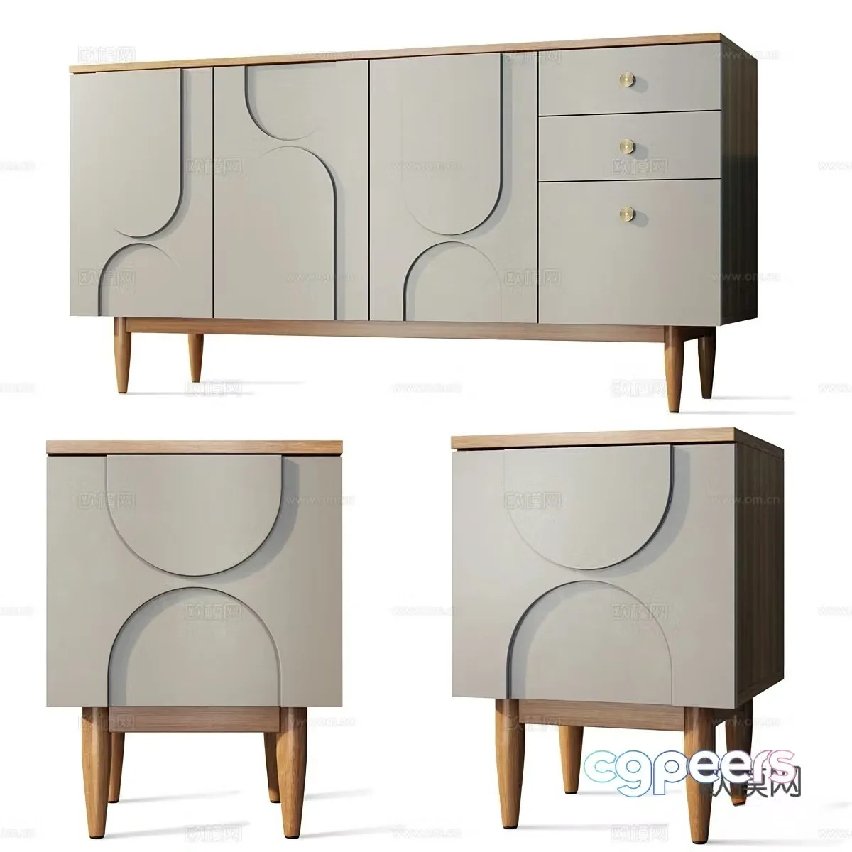 Nordic porch cabinet side cabinet 3D model