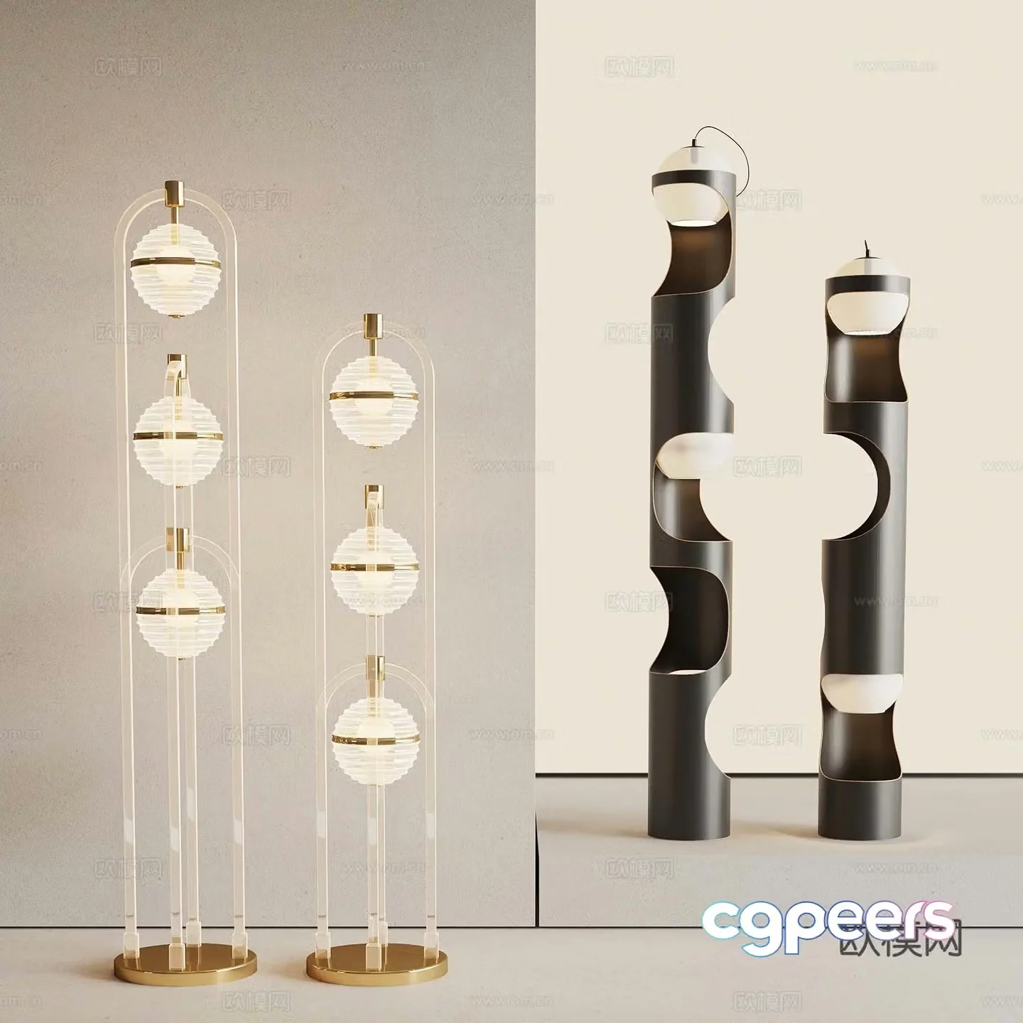 17 modern French lamp combination floor lamp 3D model