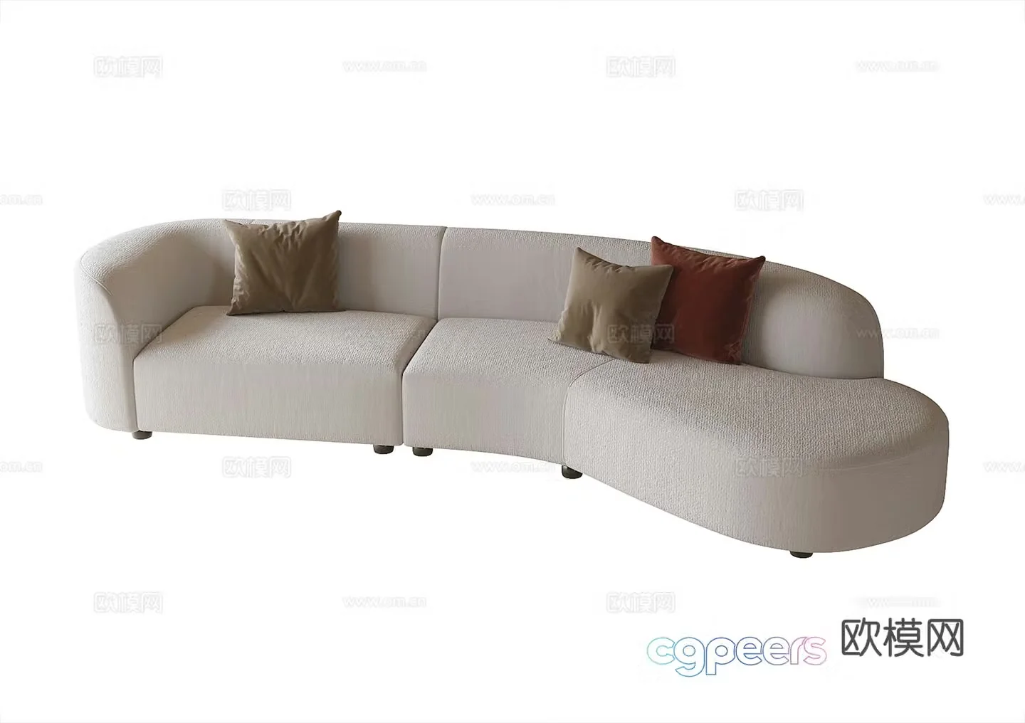 Modern multi-person sofa fabric sofa 3d model