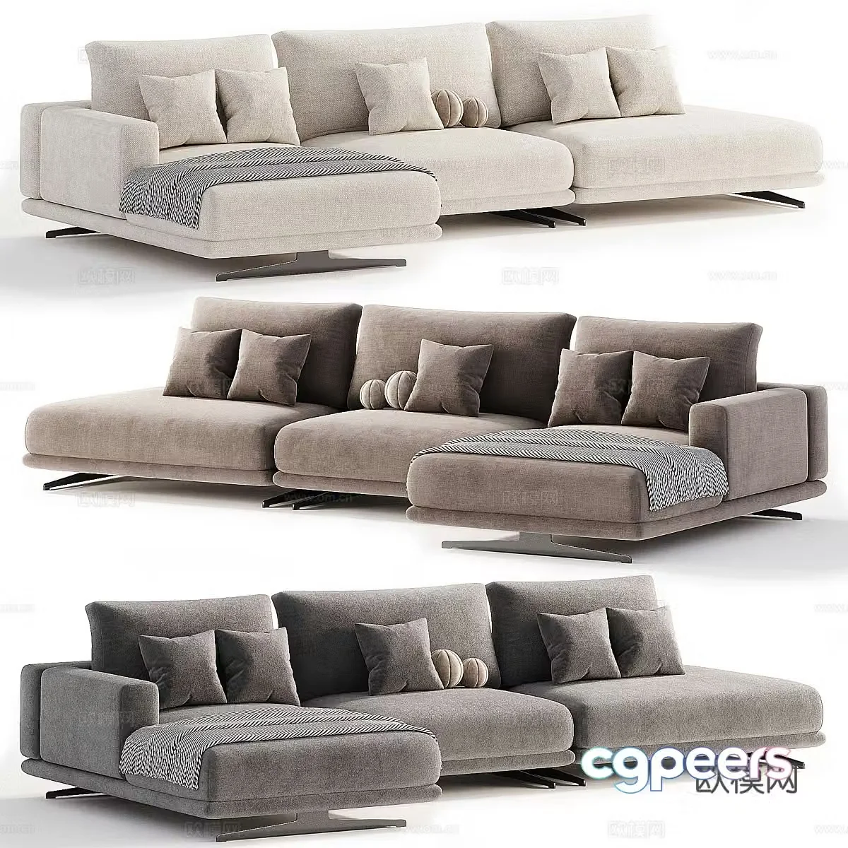 Modern Italian Zillis corner sofa 3d model