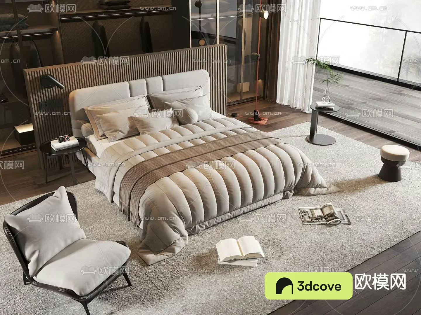 Modern double bed bedroom