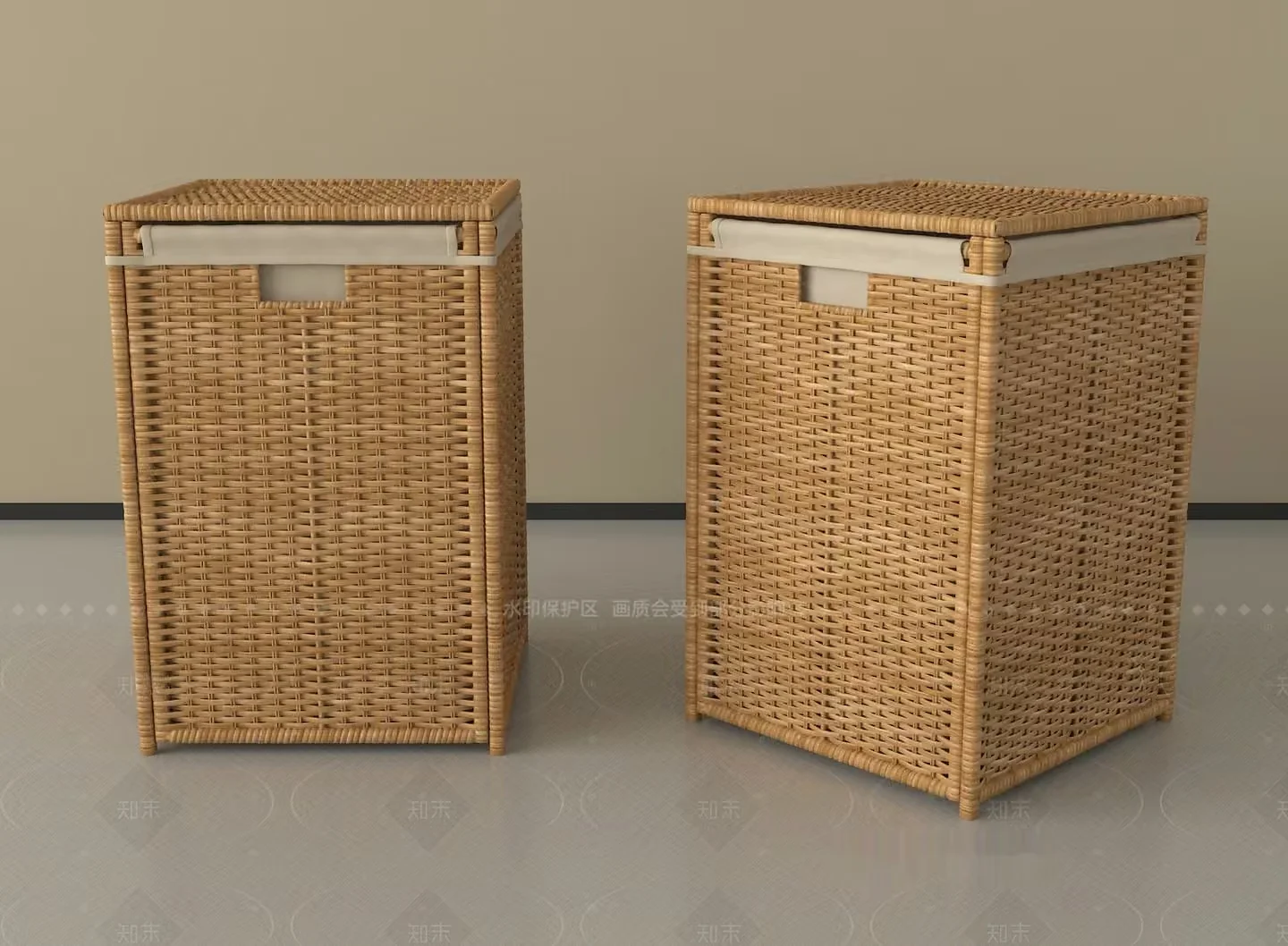Rattan Laundry Baskets 3D Model – 3120 – VRAY Render