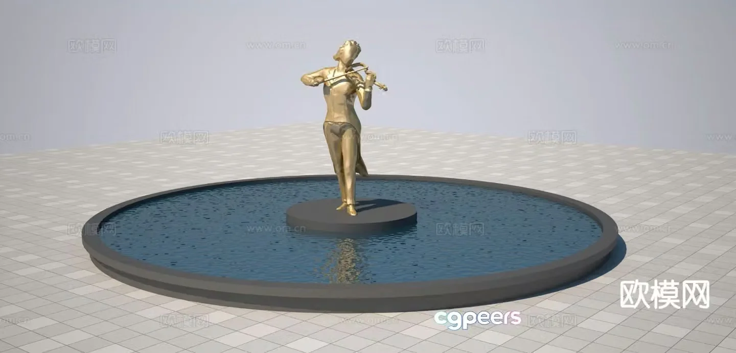 Playing violin sculpture urban sculpture 3d model
