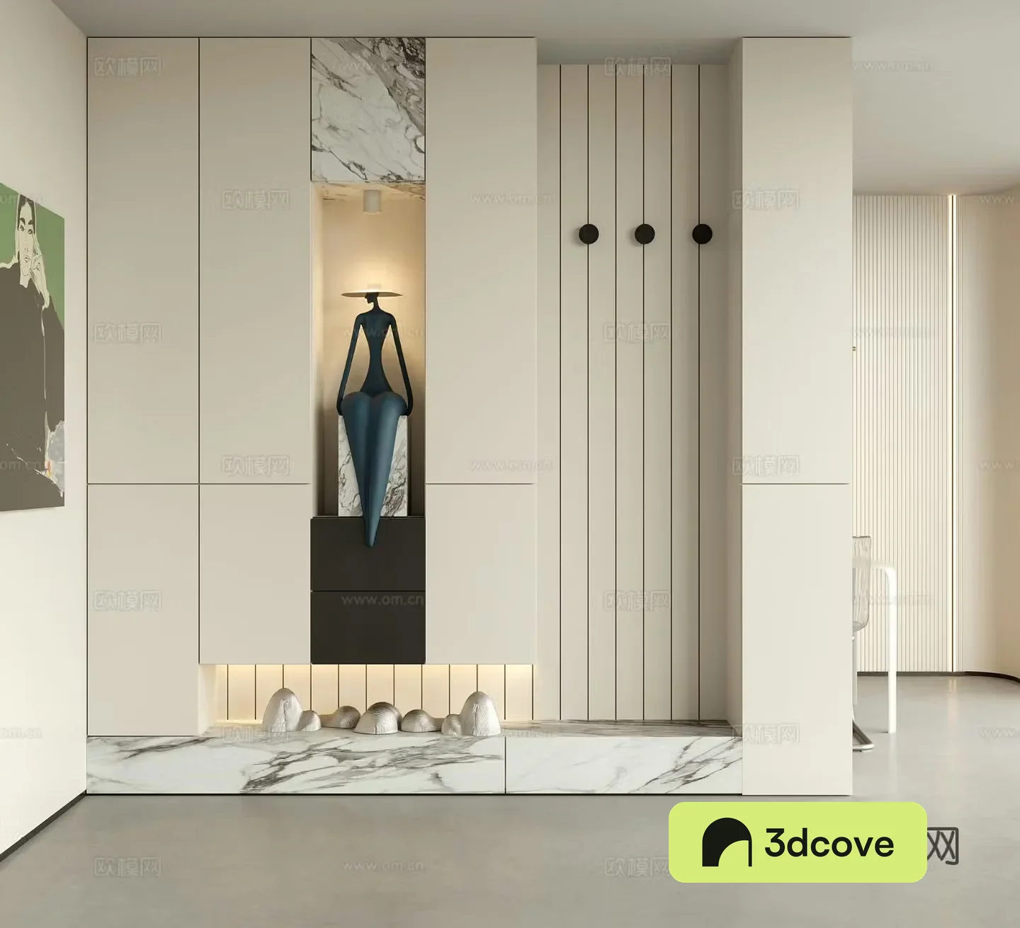 Decorative entrance hall aisle
