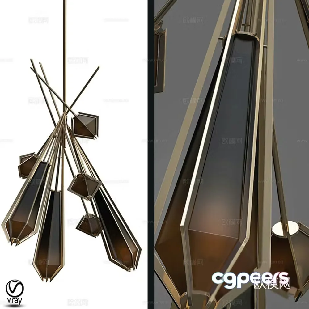 Brown lamp chandelier 3d model