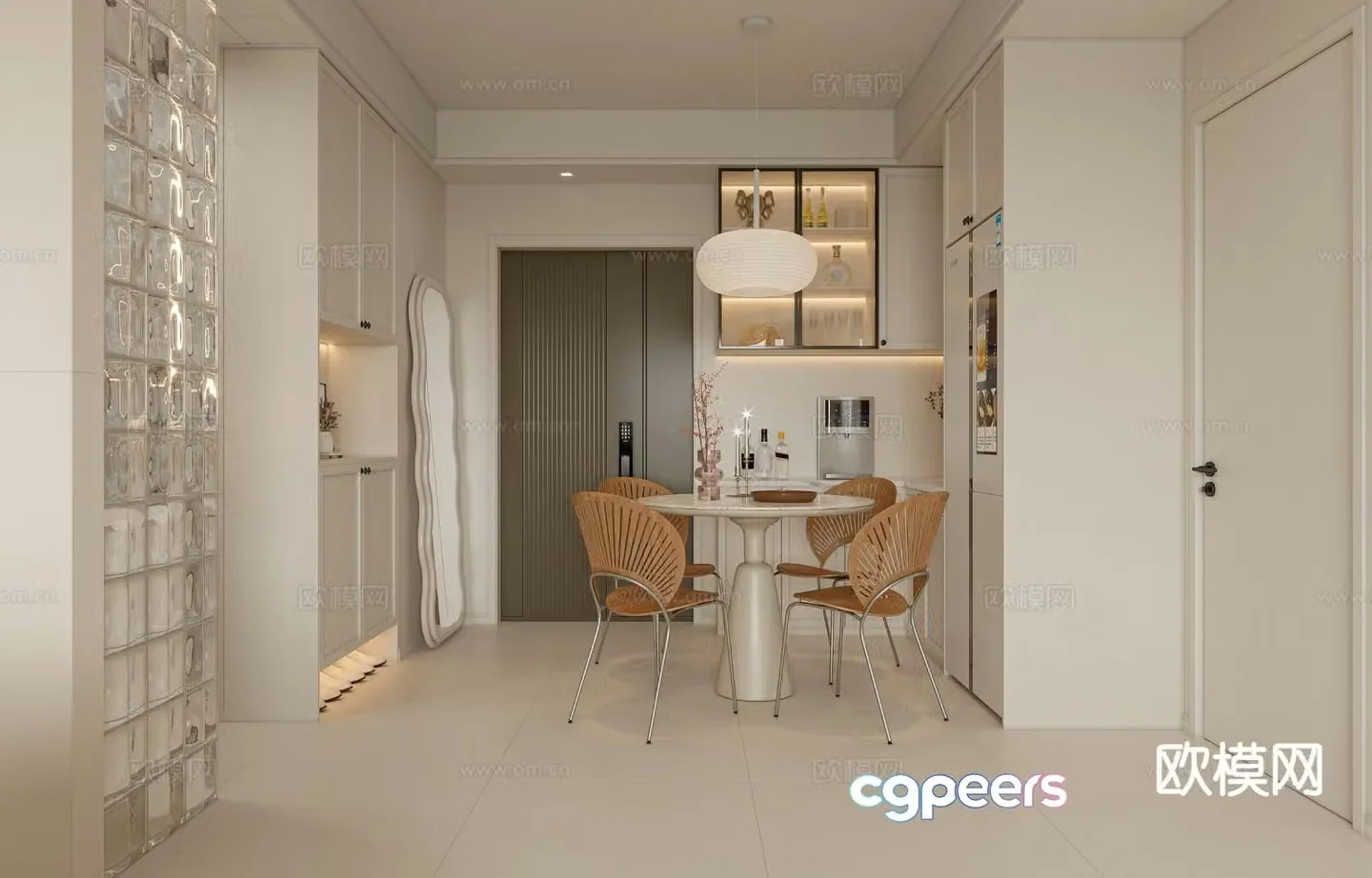 Cream style restaurant 3d model